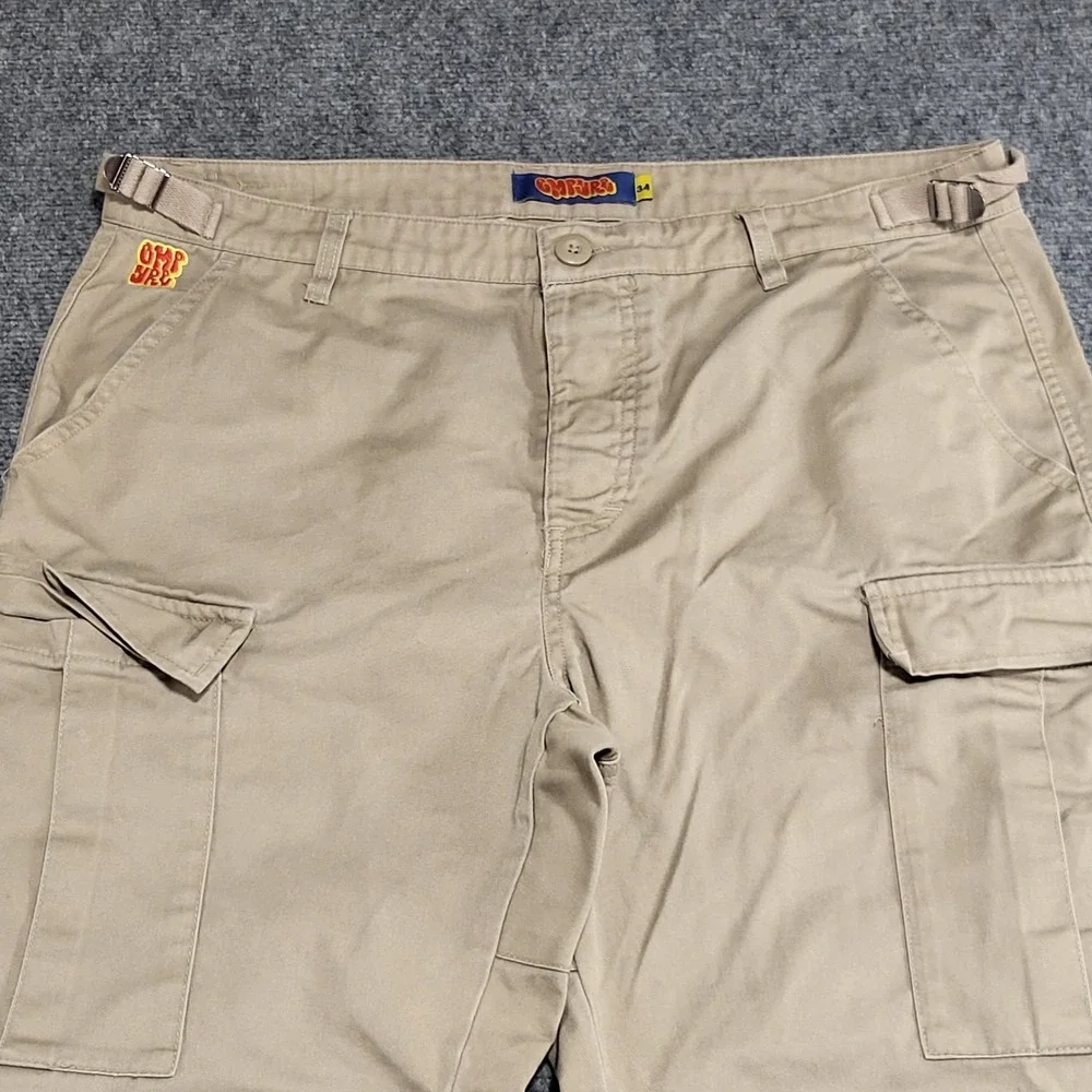 Empyre Relax Adjustable Waist Button Fly Skater Tan Cargo Pants Men's Size 34